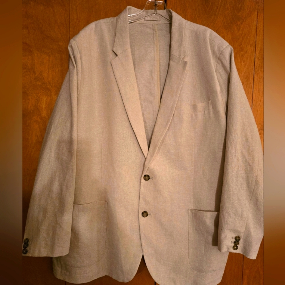 Elegant tweed Linen Beige Blazer with Button Detail 2XL XXL